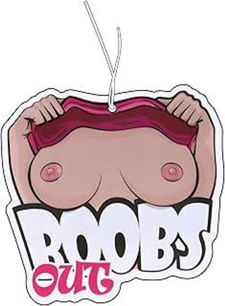 2x Duftbaum mit Boobs out Motiv, Auto Duftspender, Duftbaum Auto tuning, car air freshener, Duftanhänger Auto