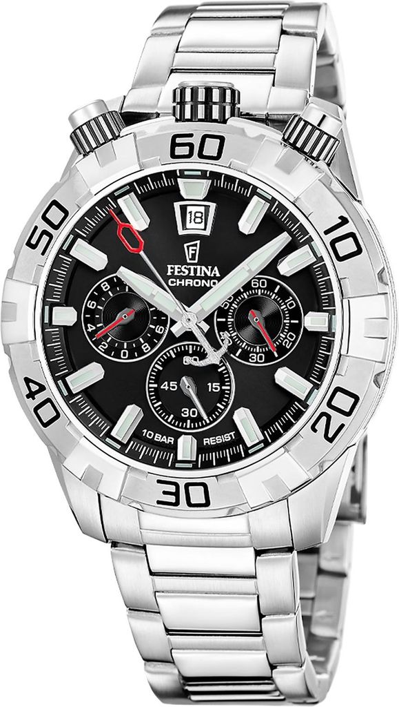Festina F20743/6 Bullhead Chronograph Uhr Herrenuhr Edelstahl Chrono silber