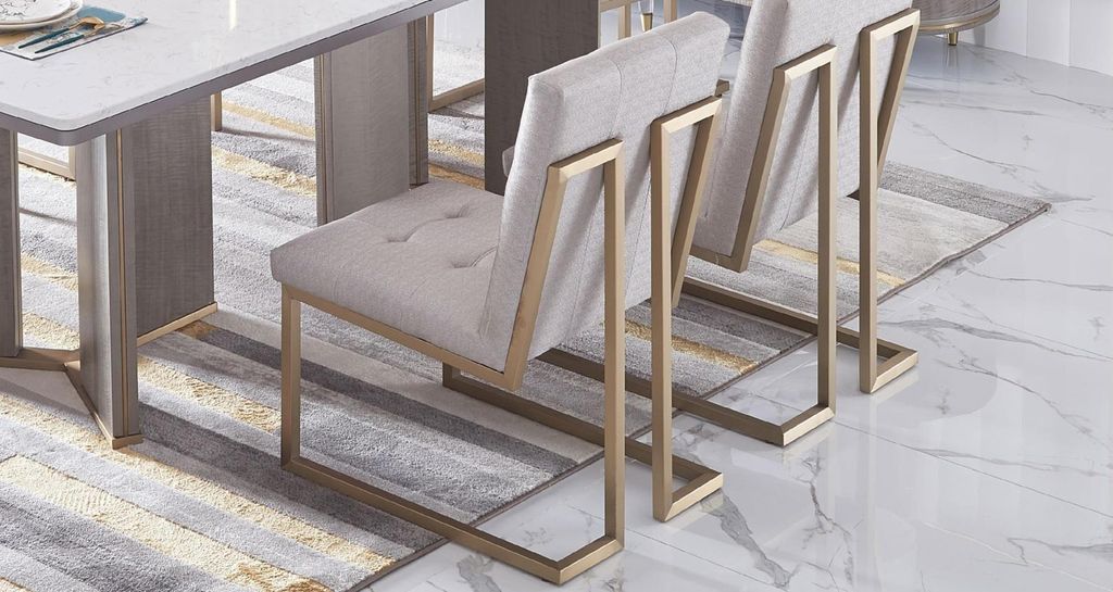 Designer Ess Zimmer Stuhl Set Metall Textil Sessel 6x Lounge Stühle Essgruppe