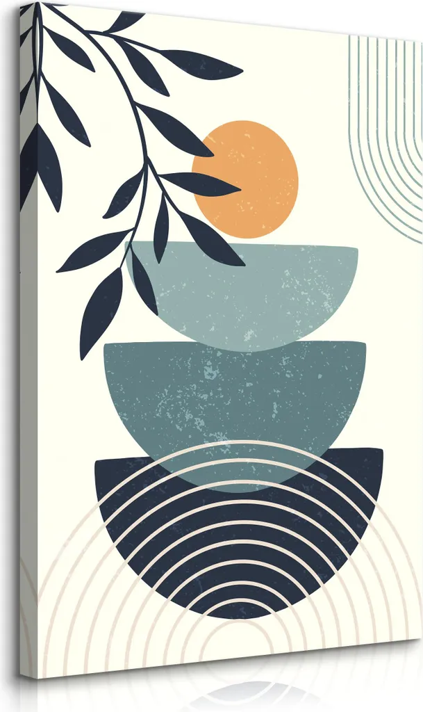 Quadro Boho Foglie ABSTRACTION 80x120 - Muralo su Tela per Soggiorno