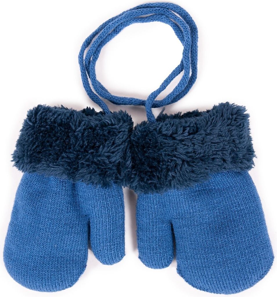 Doppelte blaue Handschuhe für Jungen mit Fellstulpe 14 YOCLUB