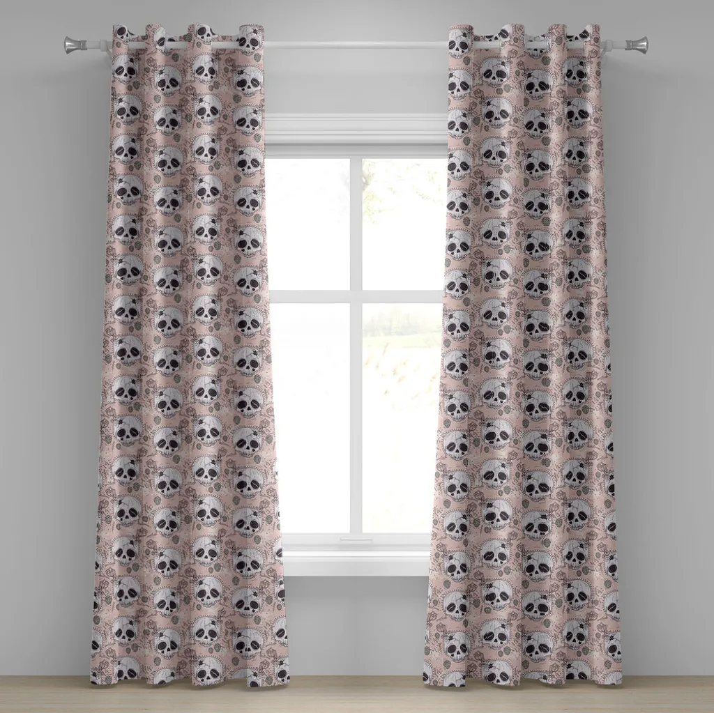 Rideau design Crâne Halloween en tissu souple 280x245cm Blanc et Noir