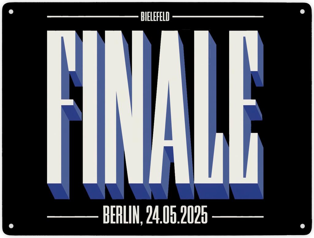 FINALE 2025 Bielefeld Metallschild XXL in 28x38 cm für das Pokalfinale in Berlin