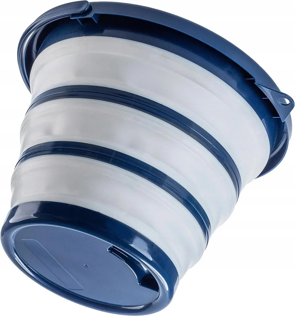 Seau pliable en silicone de 10L gris et bleu idéal pour le camping