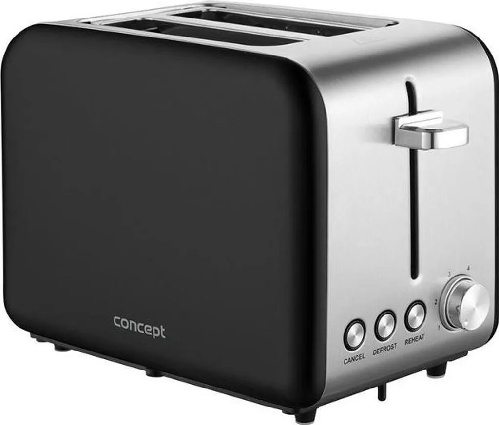 Tostapane Concept TE2050 Inox e Nero - Eleganza e Potenza 950W