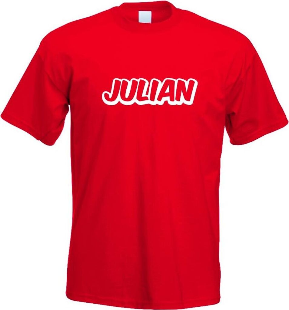 Kiwistar - T-Shirt - rot - Julian Vorname Jungen Motiv Bedruckt Funshirt Design Print - mit Motiv Bedruckt - Funshirt Design - Sport - Freizeit - H...