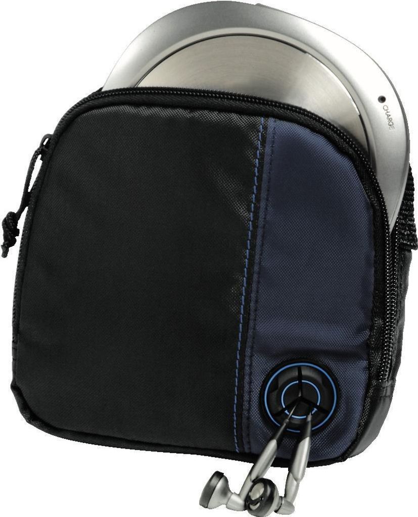 Hama CD Player Bag for Player and 3 CDs, black/blue, 170 x 165 x 35 mm, Schwarz, Nylon