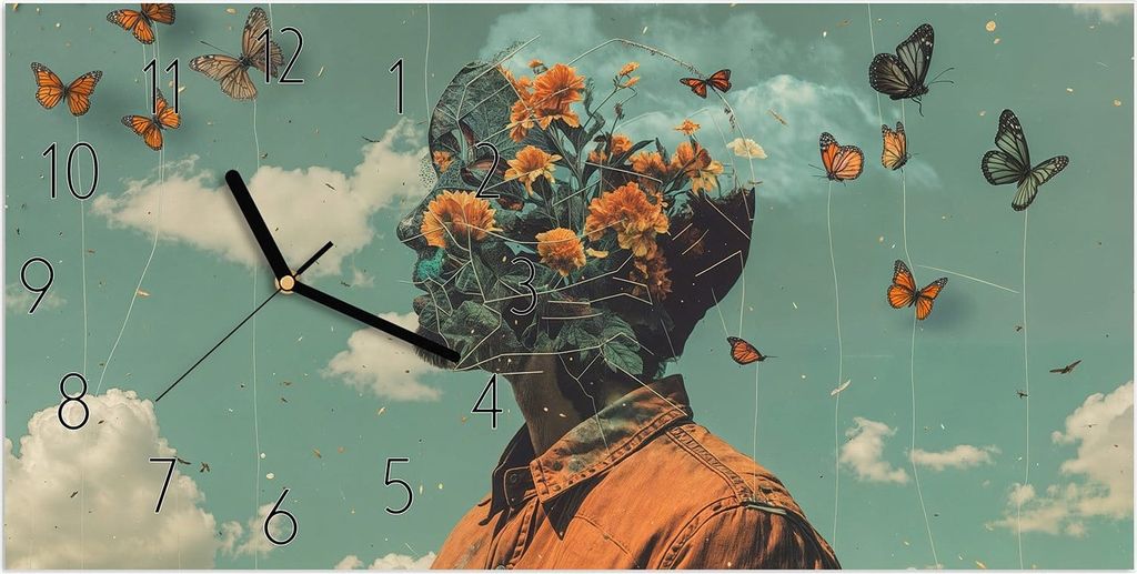 Wanduhr aus Glas mit Motiv Natur Vision- 60 x 30 cm - inkl. Aufhängesystem