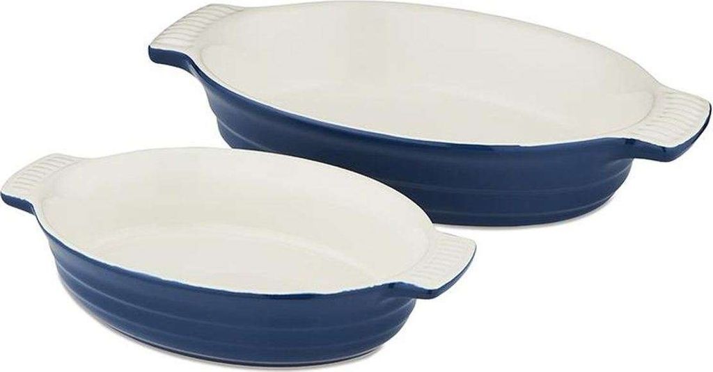Ofengeschirr, 2er-Set, oval, klein und groß, blau, Keramik - Barbary & Oak | Foundry