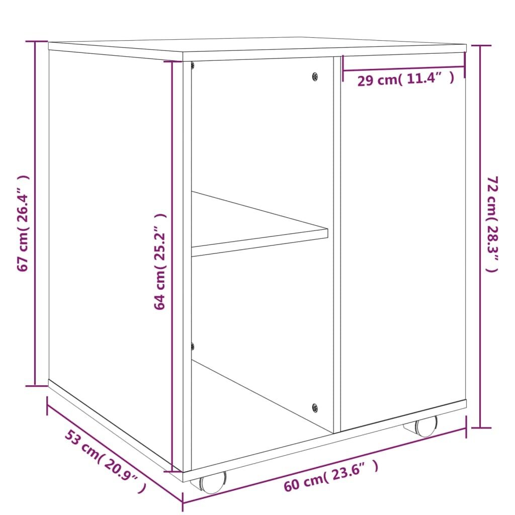 vidaXL Szafka na kółkach brązowy dąb 60x53x72 cm materiał Zdjęcie produktu 8