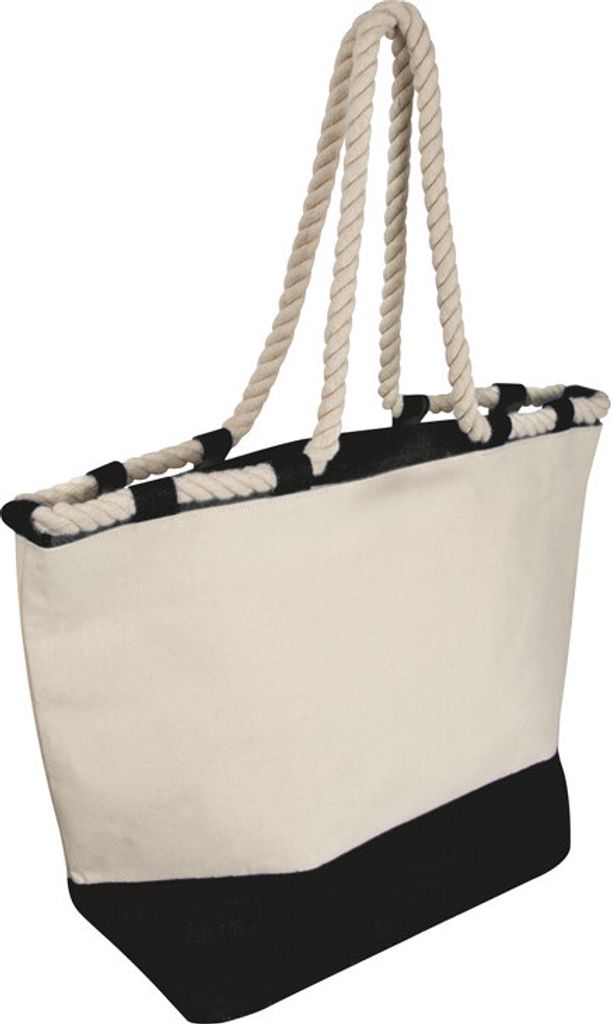 Strandtasche / Jutetasche mit Kordel / Farbe: schwarz-natur Produktbild 