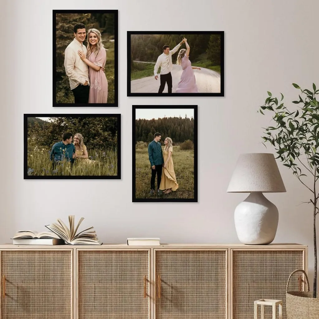 SESEAT Cornice Nera 12,7x20,3 Cm Per Foto, In MDF, Da Tavolo O Parete, Protezione In Plexiglass