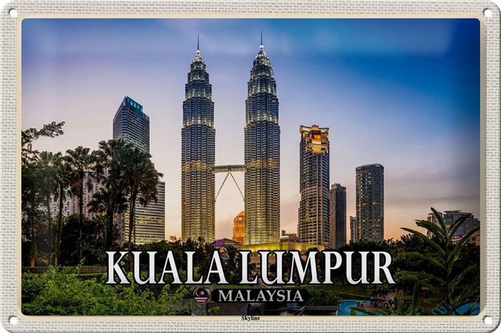 Blechschild Reise 30x20cm Kuala Lumpur Malaysia Skyline