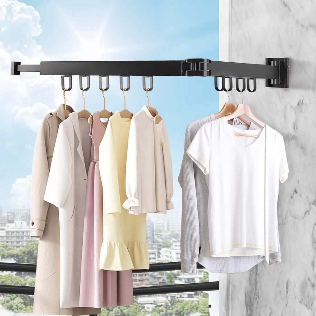 Wandtrockner - Ausziehbares Wäscheständer - Kleiderständer mit Aufhänghaken - Für Balkon und Schlafzimmer Wandtrockner