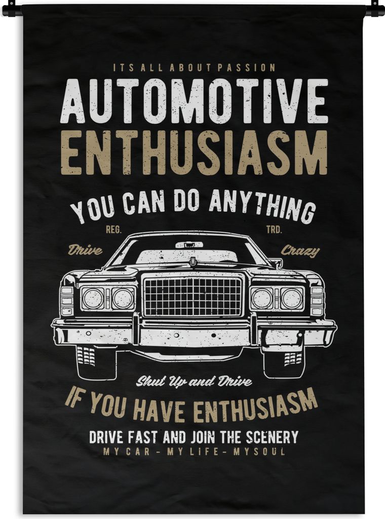 MuchoWow® Wandteppich Wandbehang Mancave - Auto - Vintage - Produktbild 