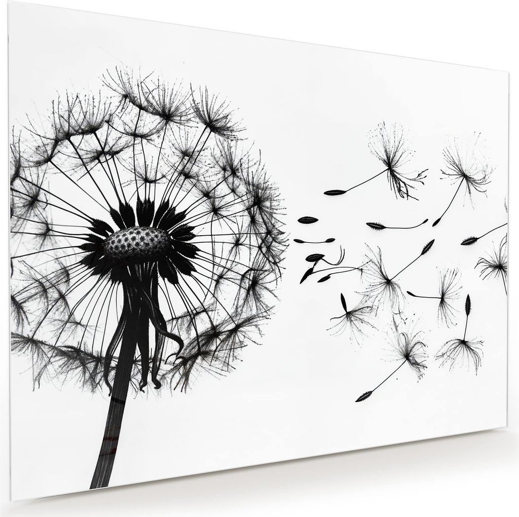 Glasbild 120x90cm in XXL für Wohnzimmer, Schlafzimmer Motiv Pusteblume
