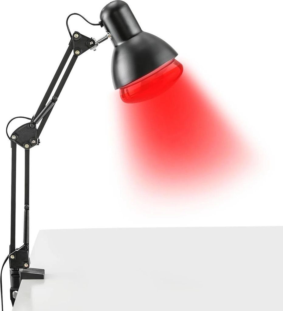 Infrarotlampe, Rotlicht-Wärmelampe 150 W, höhenverstellbar & klappbar, Grau/Schwarz