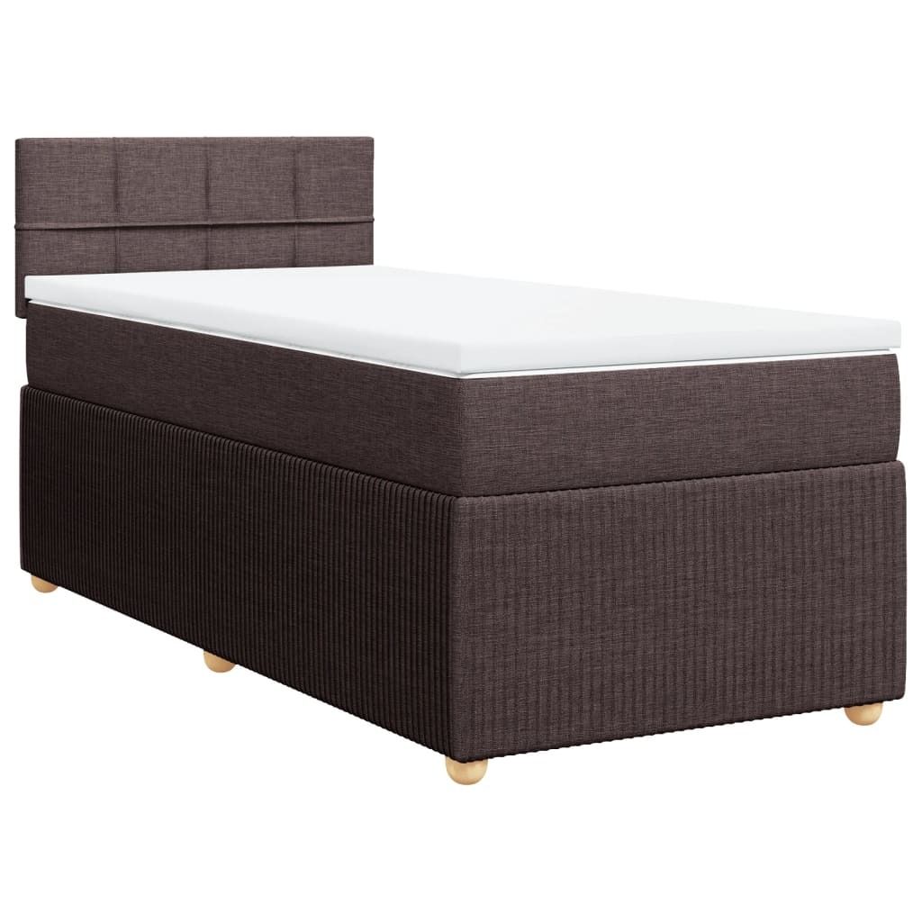 SYFAX Boxspringbett mit Matratze Dunkelbraun 100x200 cm Stoff