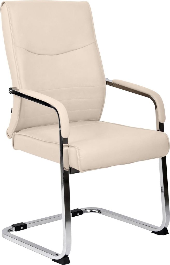 Besucherstuhl SKOPJE - Kunstleder Creme 55x60x88 cm | Besucherstühle Konferenzstuhl Wartezimmerstuhl Bürostühle Bürostuhl Konferenzraum Wartezi...