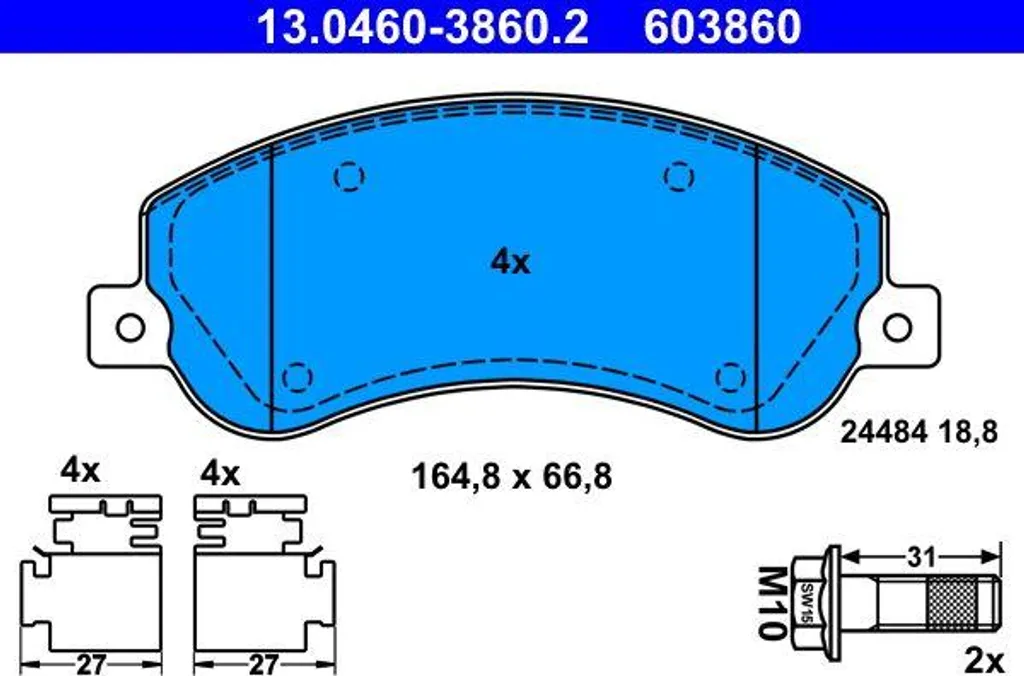 Plaquettes ATE 13.0460-3860.2 Performance de Freinage Silencieuse OE