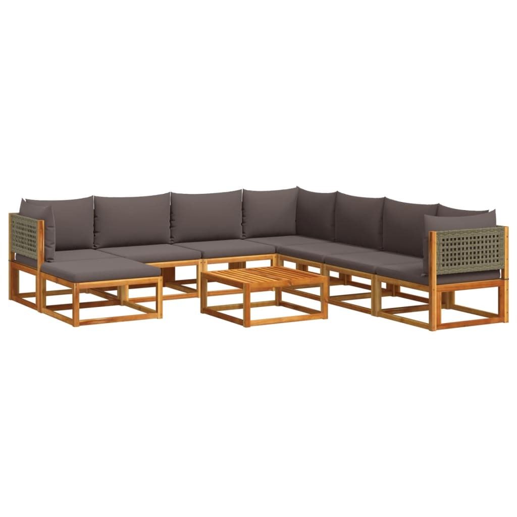 "2026 MODERNE" 9-tlg. Gartensofa-set - elegantes Design - Sitzgruppe mit Sofa, Tisch - mit Kissen Holz Akazie & Rattan - Terassenmöbel NeuMöbel75...