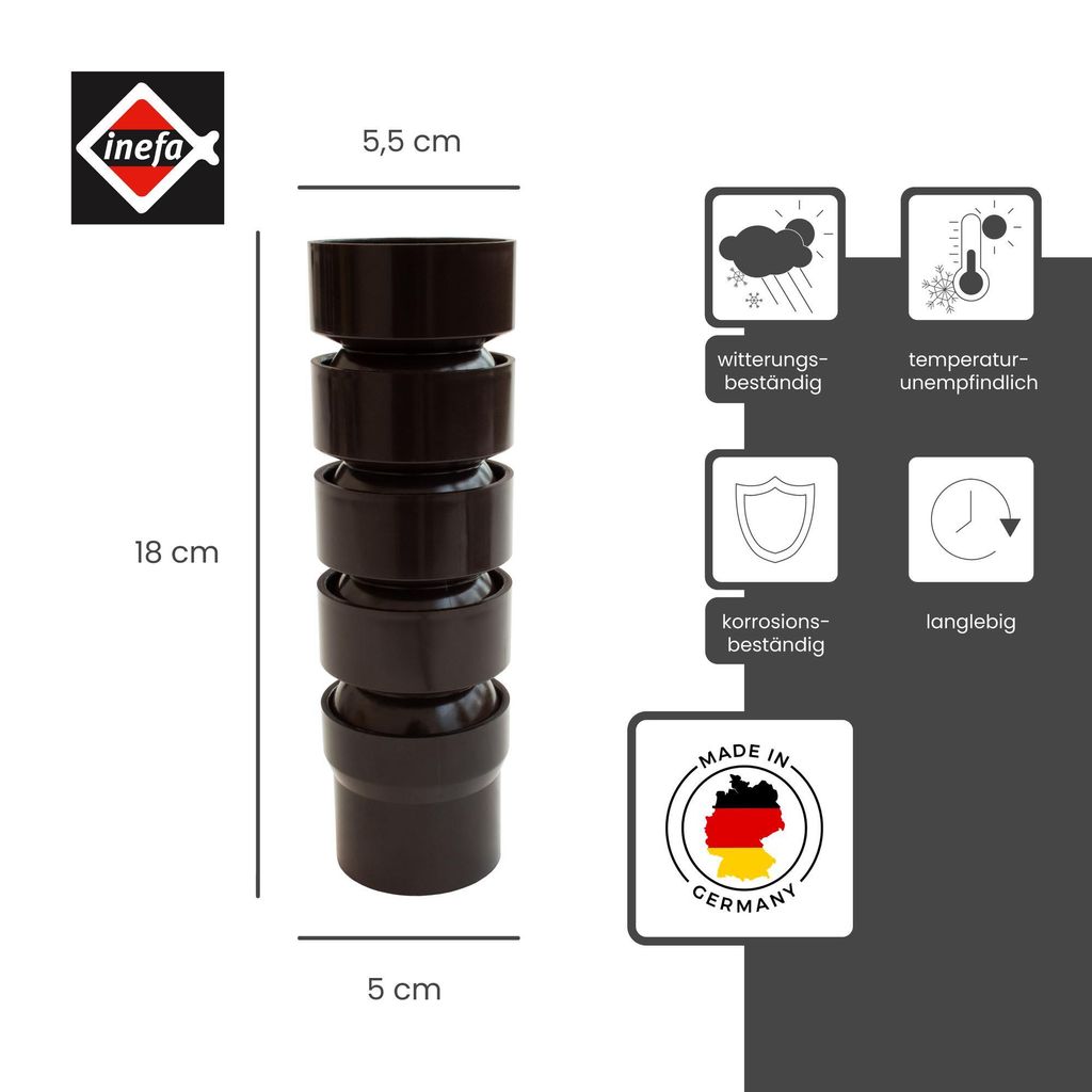 INEFA Flexibler Regenrohrbogen, PVC DN50 / 50mm 67-90 Grad, Produktbild 2