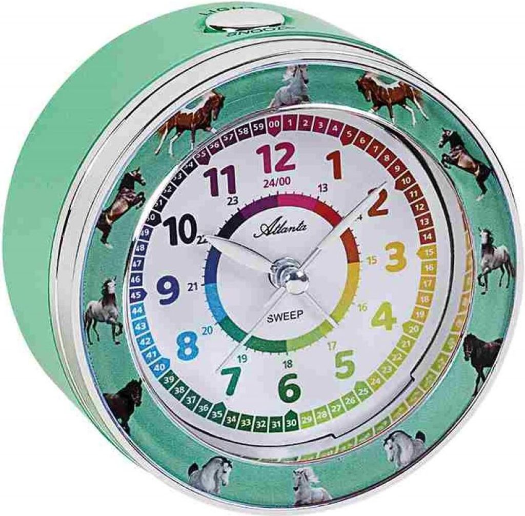 Atlanta Analoger Kinderwecker Quarz grün Kunststoff rund Weckfunktion