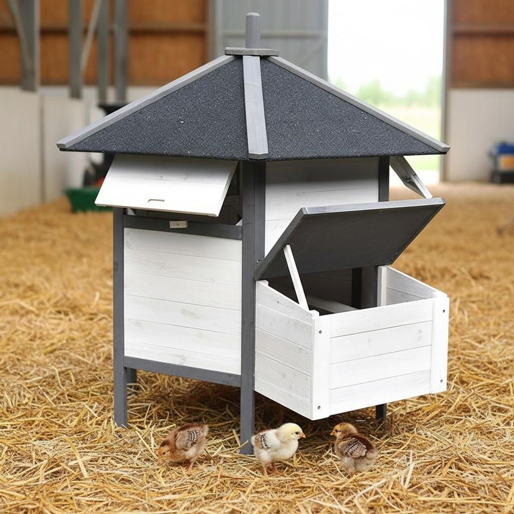 XXL Hühnerstall weiß/grau Kleintierhaus Geflügel Hasenkäfig Produktbild 