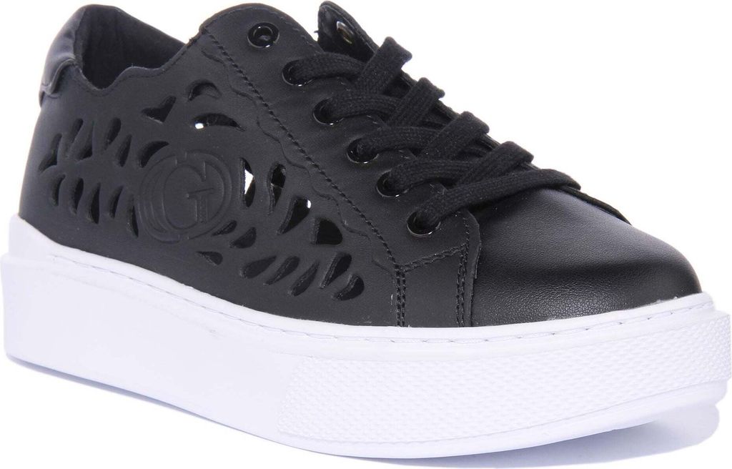 Guess Pepzi Frauen Schnürung Leder Mischung Turnschuhe Schwarz – undefined / Schwarz