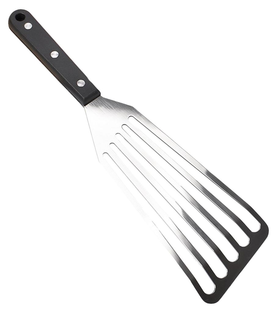 Pfannenwender für gebratenen Fisch, Pfannkuchen, Edelstahl-Kochspatel mit rutschfestem Griff, ergonomischer Grillschaber, Steakwender, Küchenhelfer