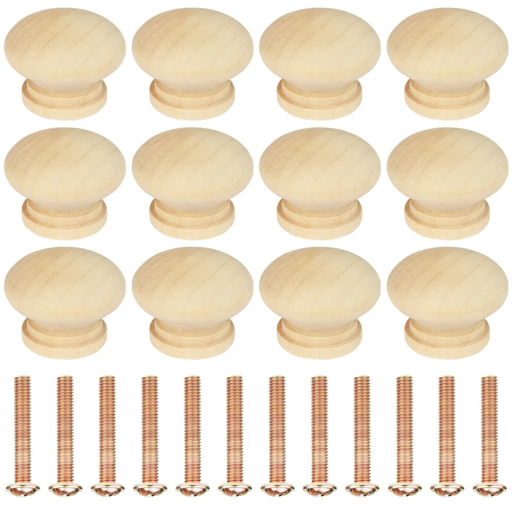 Boutons en bois massif pour penderie, lot de 12 finitions artisanales