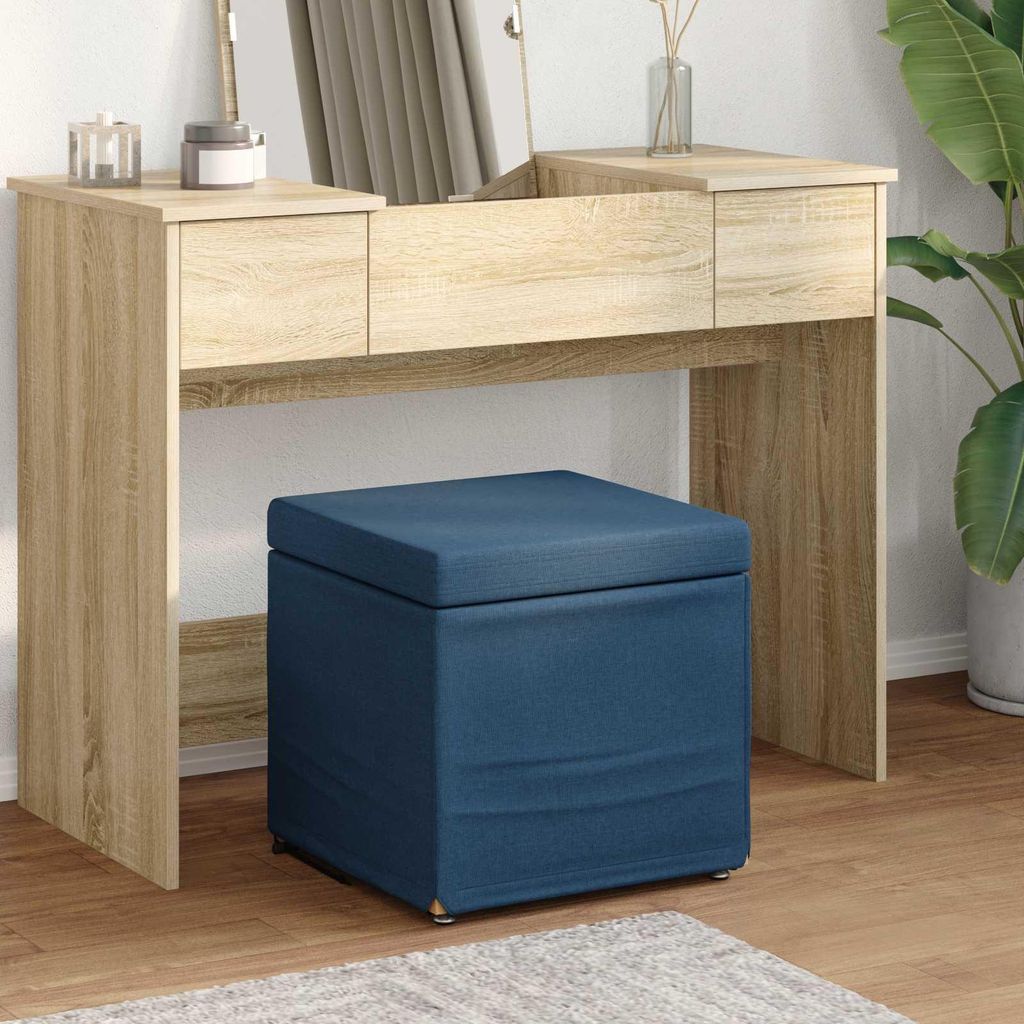 "Schlussverkauf" Hocker - moderne Sitzhocker Fußhocker - Blau 41x41x40 cm Stoff und Pressholz C15342