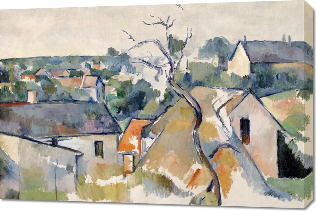 Toile Murale Paul Cézanne Rooftops 90x60 cm pour Déco Intérieure