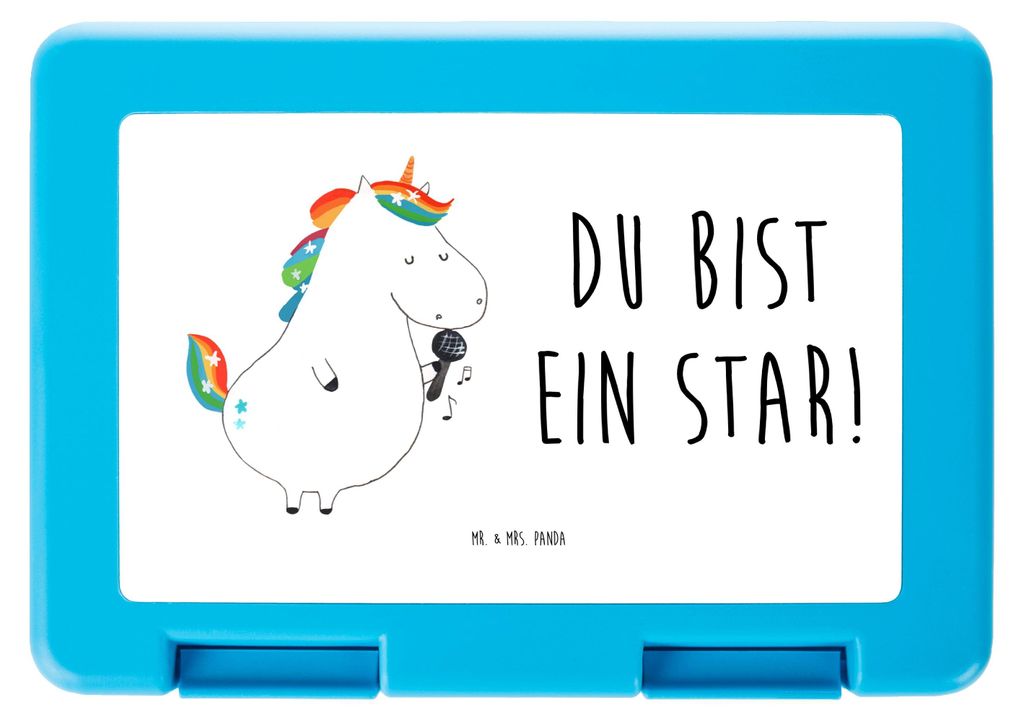 Mr. & Mrs. Panda Vesperbox Einhorn Sänger - Weiß - Geschenk, Brotbehälter, Schulbrotdose, Fest, Bentobox, Snackbox, Konfetti, Geburtstag, Unicor...