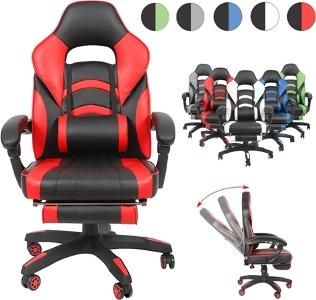 Siège gamer pivotant noir et blanc pour setup informatique et streaming - 4