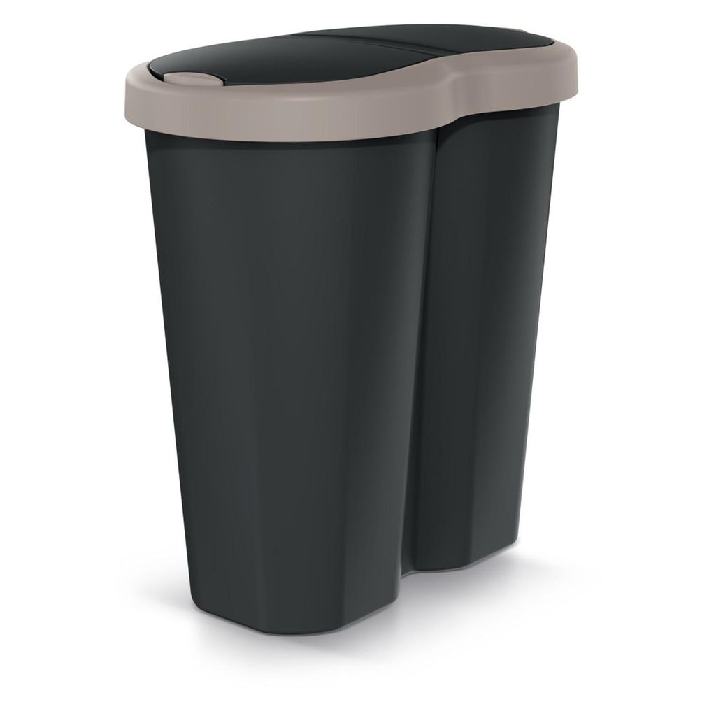 Abfallkorb Compacta R Duo braun/schwarz Fassungsvermögen 40L ein Fach zwei Deckel NDRF40-WG5C_S411