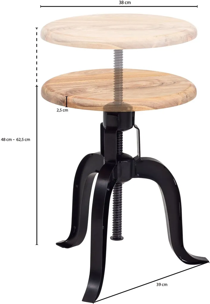 Petit tabouret pivotant stable en bois massif pour gagner de l'espace
