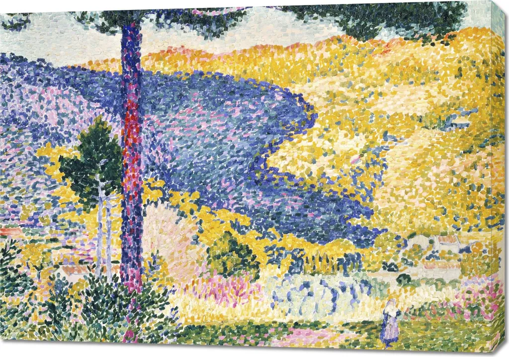 Tableau 100 x 70 cm Vallée avec sapin par Henri-Edmond Cross pour salon