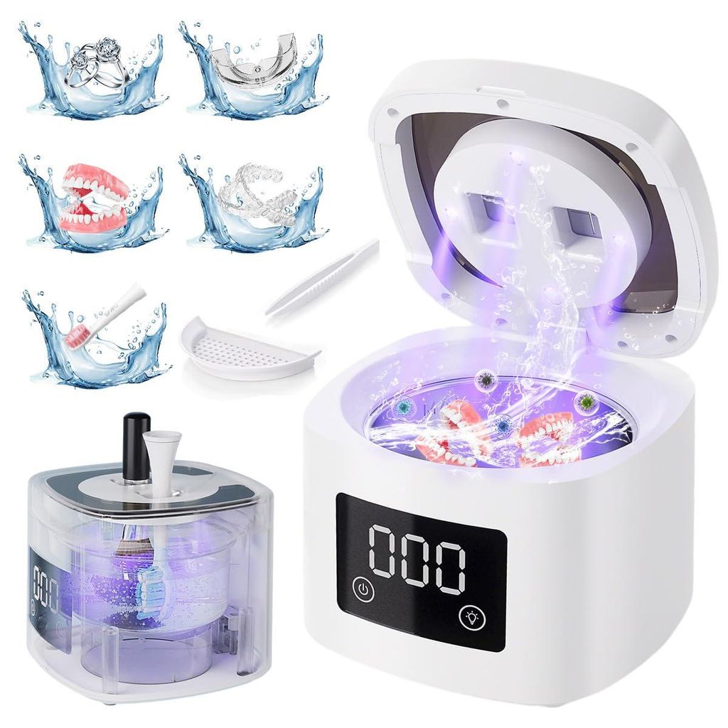Ultraschallreiniger für Retainer, Aligner, Zahnschiene, Prothesen. Ultraschallreinigungsgerät für Zahnspange, Zahnbürste & Schmuck.