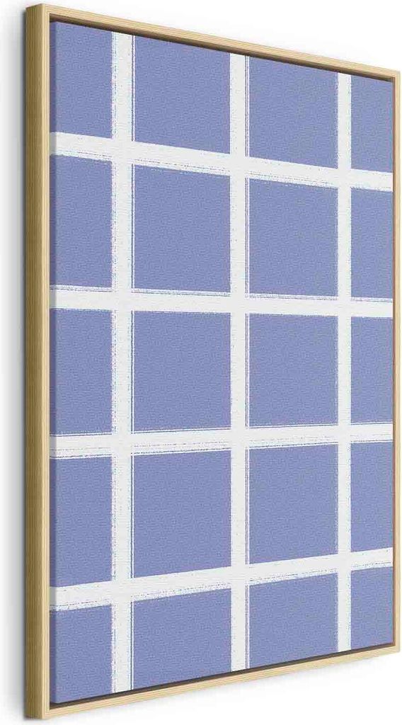 Italienischer Leinwand Leinwandbild - Lines and Symmetry - Expressive White Grid on a Blue Background 40x60 cm Muster f-A-10208-b-a