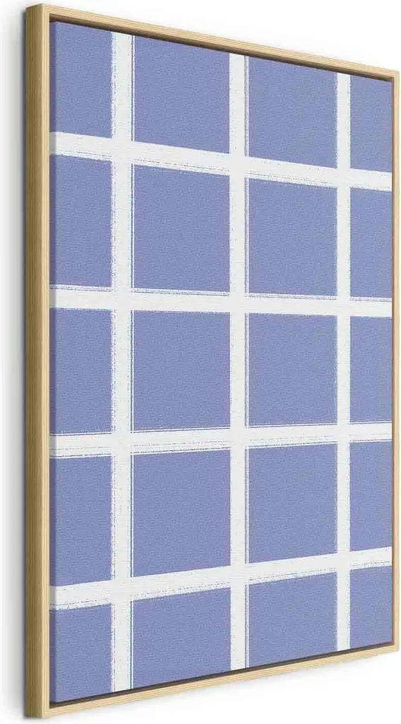 Quadro Canvas 40x60 cm f-A-10208-b-a - Griglia Bianca su Fondo Blu