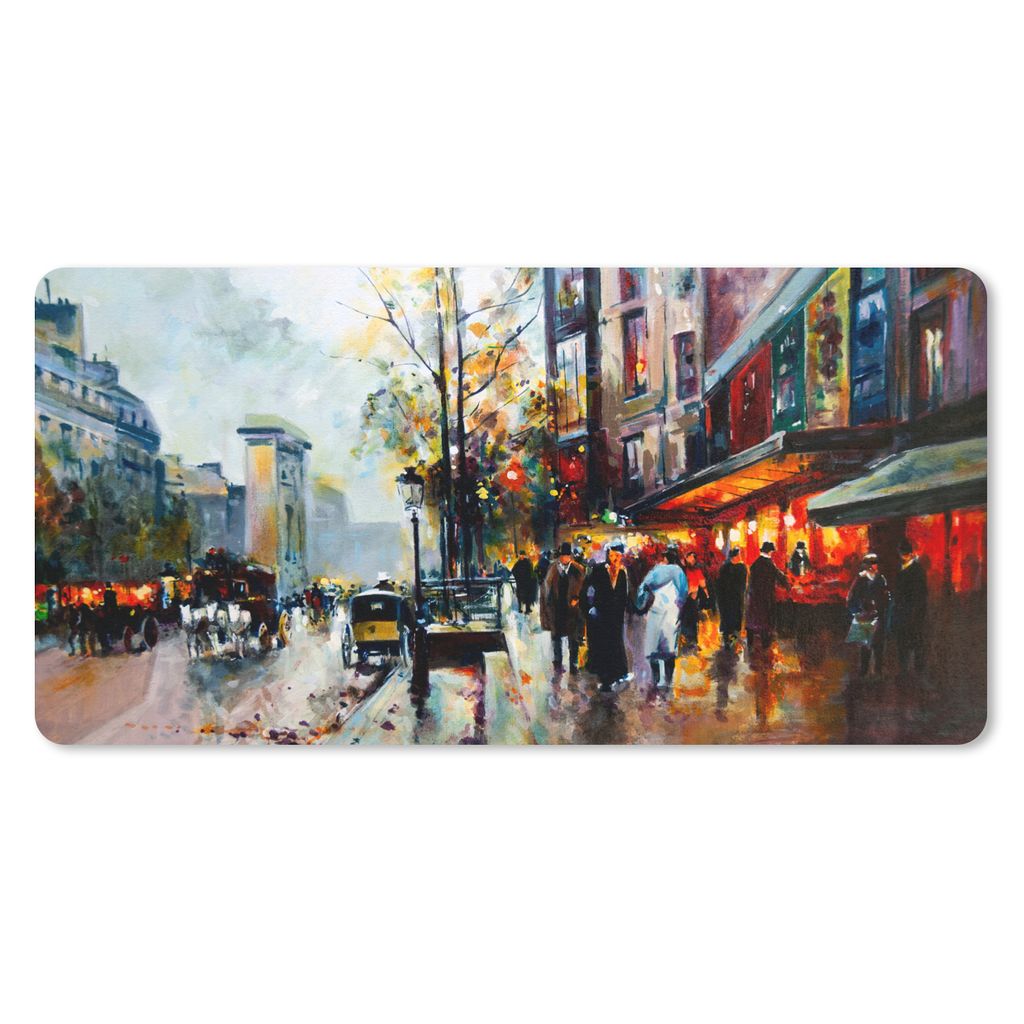 MuchoWow Mauspad Mousepad Gemälde - Stadt - Öl 60x30 cm - Mousepads - Maus Mat - Pad - Mausunterlage - Nachhaltig