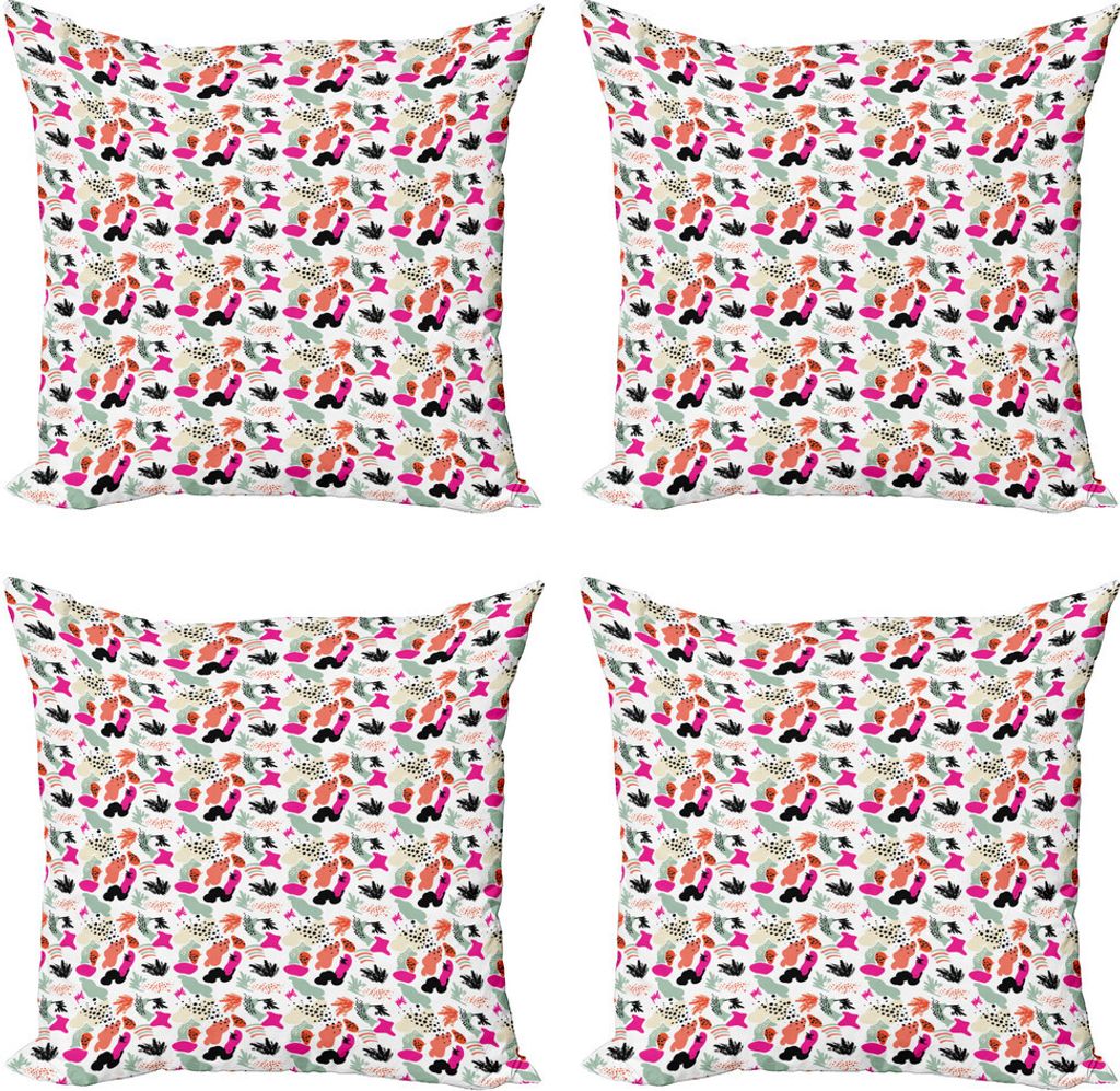 ABAKUHAUS Abstrakt Kissenbezug Set (4 Stück), Formlos bunte Formen, Moderner Doppelseitiger Digitaldruck, 60 cm x 60 cm, Mehrfarbig