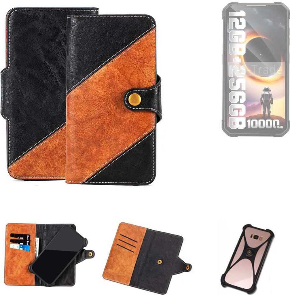 K-S-Trade Handyhülle Schutzhülle Bookstyle Case Wallet-Case kompatibel mit iiiF150 B2 Handy Cover Bumper Klapphülle schwarz hellbraun 1x