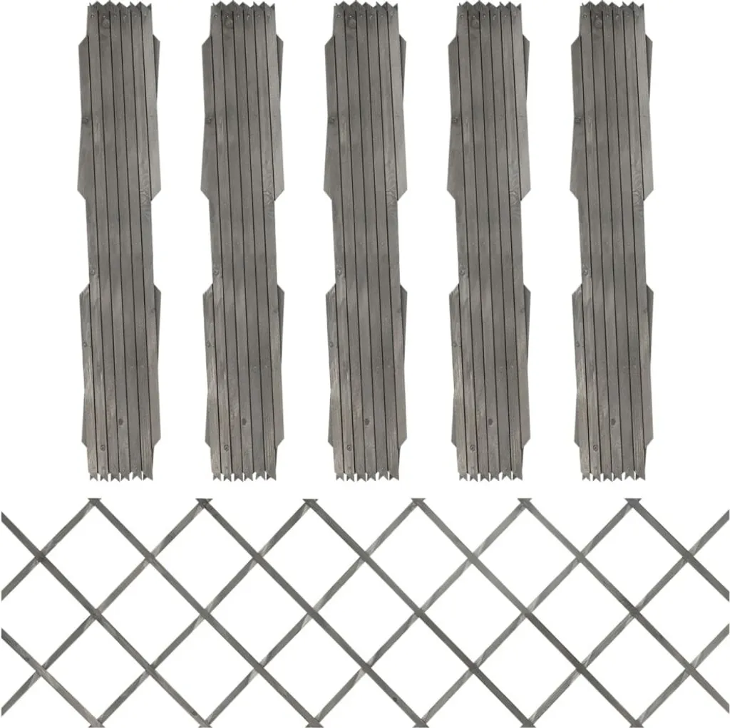 Brise-vue treillis gris pour jardin et balcon en sapin - 180x60 cm x5