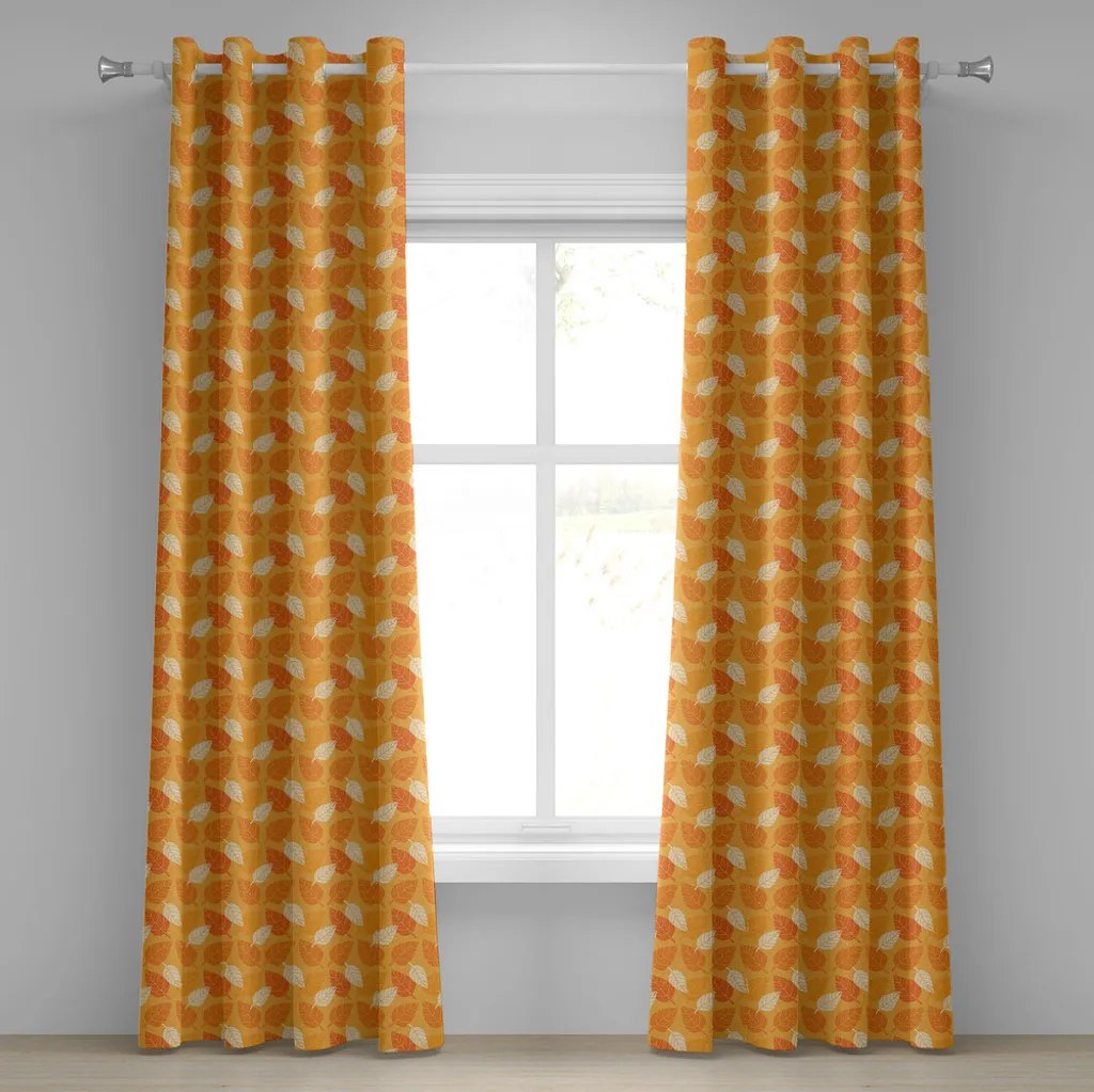 Tende ABAKUHAUS Arancione Bruciato: Autunno in Casa con Foglie Silhouette