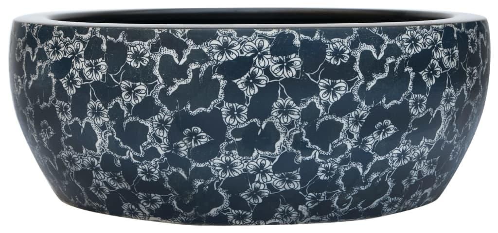 vidaXL Aufsatzwaschbecken Schwarz und Blau Rund Ø41x14 cm Produktbild 