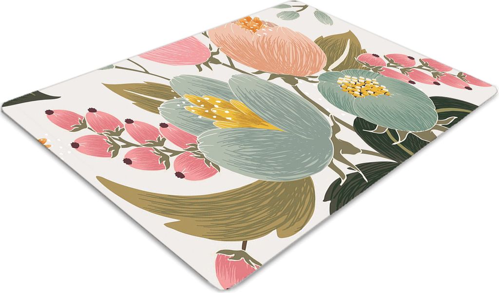 Stuhlunterlage Bürostuhlunterlage 120 cm x 90 cm Bodenmatte Bürostuhlunterlage - Lackierte Blumen