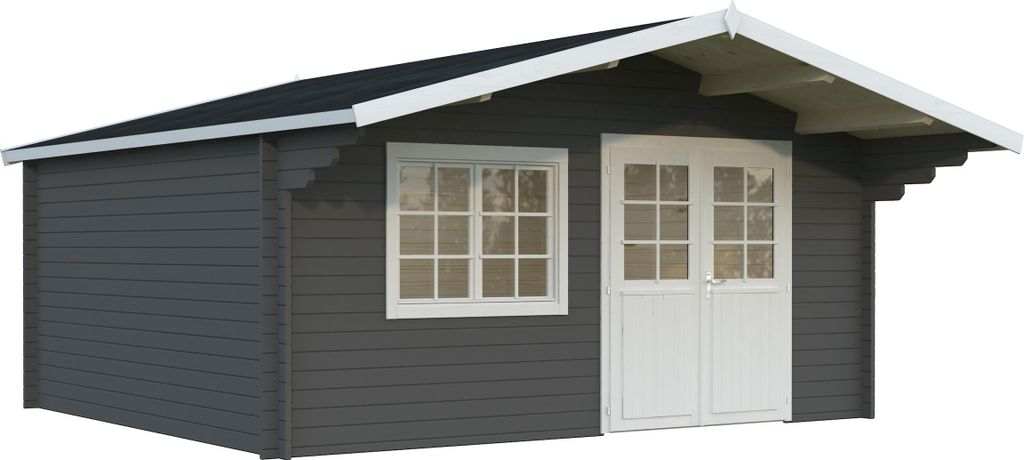 Palmako Gartenhaus Britta 19,7 m² - 40 mm Grau dunkelgrau/weiß