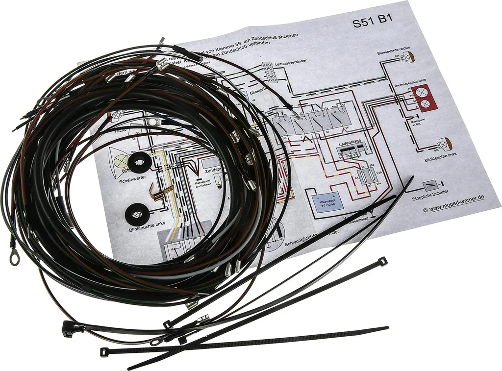 Kit Cablaggio Originale Simson S51 B1 6V - Restauro Impianto Elettrico